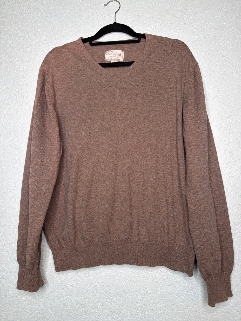 Article 365 Brown Cotton Cashmere Knit Sweater XL Long Sleeve Pullover